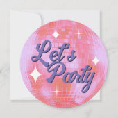 レッズパーティーディスコボール誕生日招待状 招待状 (正面)