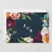 レッズパーティーネイビー婚約ブルゴーニュ結婚ーズ 招待状 (裏面)