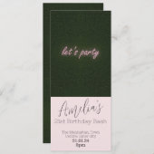 レッズパーティーネオンピンク招待状 セーブザデート (正面/裏面)