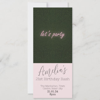 レッズパーティーネオンピンク招待状 セーブザデート