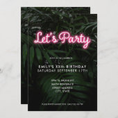 レッズパーティーモダン誕生日 招待状 (正面/裏面)