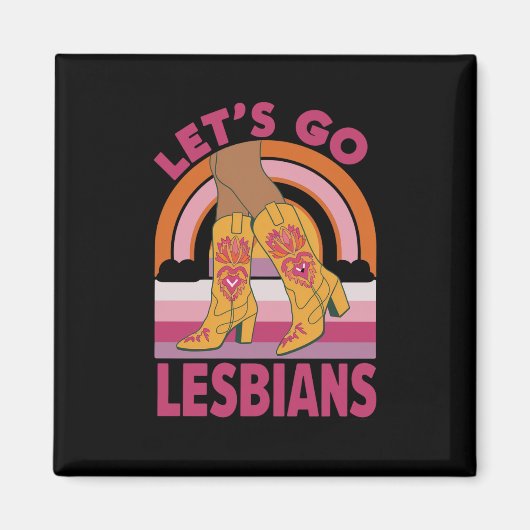 レッズビアンズLGBTQプライド月女性のカーボーイ マグネット (正面)