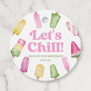 レッズピンクレトロポプシクル誕生日パーティー フェイバータグ