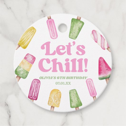 レッズピンクレトロポプシクル誕生日パーティー フェイバータグ (正面)