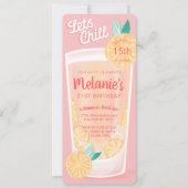 レッズピンクレモネードカクテルグラス誕生日 招待状 (正面)