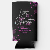 レッズピンク祝《写真》ぼけ味グラディエントブラック誕生日 スリム缶クーラー (裏面)