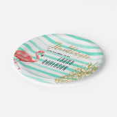 レッズフラミングルウォーターカラーブライダルシャワーパイナップル ペーパープレート (アングル)