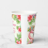 レッズフラミングルガールピンクフラミンゴ誕生日紙 紙コップ (右)