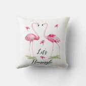 レッズフラミングルタイポグラフィフラミンゴスフラワーズ クッション (裏面)