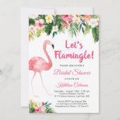 レッズフラミングルトロピカルフローラブライダルシャワー 招待状 (正面)