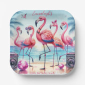 レッズフラミングルビーチパーティー誕生日 ペーパープレート (正面)