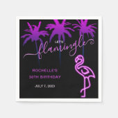 レッズフラミングルピンクネオンフラミンゴ誕生日 スタンダードカクテルナプキン (正面)