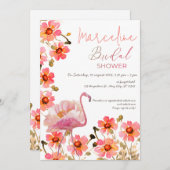 レッズフラミングルフローラブライダルシャワー 招待状 (正面/裏面)