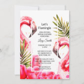 レッズフラミングルブライダルシャワー | フラミンゴ 招待状 (正面)