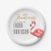 レッズフラミングル金ゴールドグリッターブライダルシャワー ペーパープレート (正面)