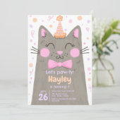 レッズポーティグレイかわいいキティ猫顔誕生会 招待状 (スタンド正面)