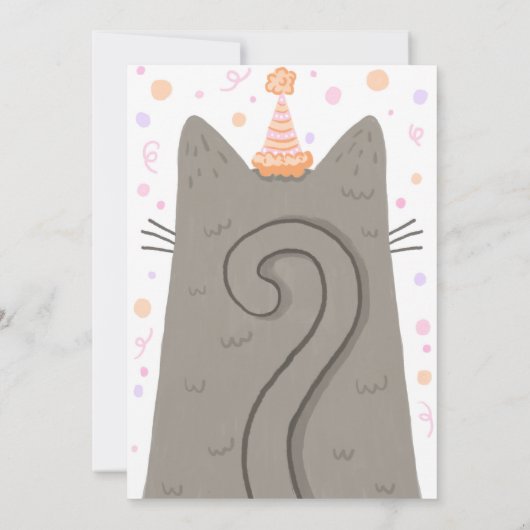 レッズポーティグレイかわいいキティ猫顔誕生会 招待状 (裏面)