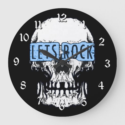 レッズロックスカルラウンド ラージ壁時計 (正面)