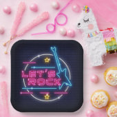 レッズロックレトロネオンスクエア ペーパープレート (パーティー)