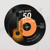 レッズロック50年ギターヴィンテージレコード誕生日 招待状 (正面/裏面)