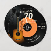 レッズロック70年ギターヴィンテージレコード誕生日 招待状 (正面/裏面)