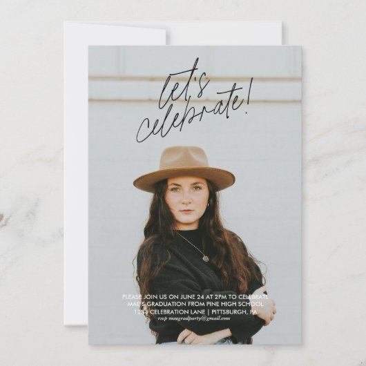 レッズ祝シンプル卒業パーティ招待状 招待状 (正面)