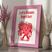 レッズ開花一緒にハートマスコットレトロアートプリント ポスター