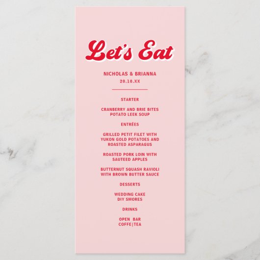 レッズ食べンとピンク結婚ズ メニュー (正面)