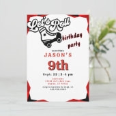 レッズ&ブラック転がボーイスケートバースデーパーティー 招待状 (スタンド正面)