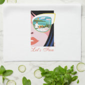 レッツおもしろい – ホワイトロータス キッチンタオル (折り畳み)