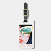 レッツおもしろい – ホワイトロータス ラゲッジタグ (正面縦)