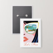 レッツおもしろい – ホワイトロータス 缶バッジ (正面/裏面)