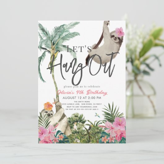 レッツアウトつるスロッスジャングルガール誕生日 招待状 (スタンド正面)