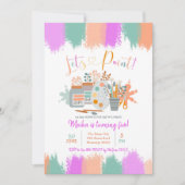 レッツアー絵を描トパーティー誕生日招待状 招待状 (正面)