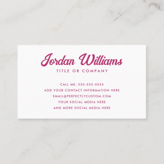 レッツインtouchトレンディー明るい赤紫色レトロ 名刺 (裏面)