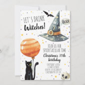 レッツウィッチズハロウィーンアダルトパーティー誕生日 招待状 (正面)