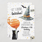 レッツウィッチズハロウィーンアダルトパーティー誕生日 招待状 (正面/裏面)