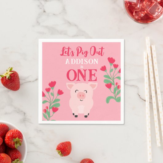 レッツウブアウトファームアニマルフローラガールズ誕生日 スタンダードカクテルナプキン (インサイチュ)