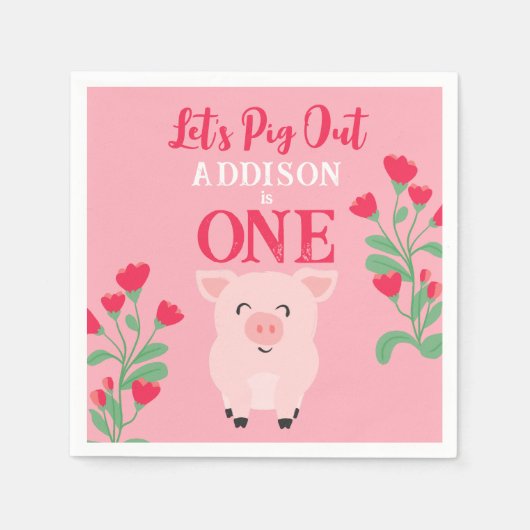 レッツウブアウトファームアニマルフローラガールズ誕生日 スタンダードカクテルナプキン (正面)