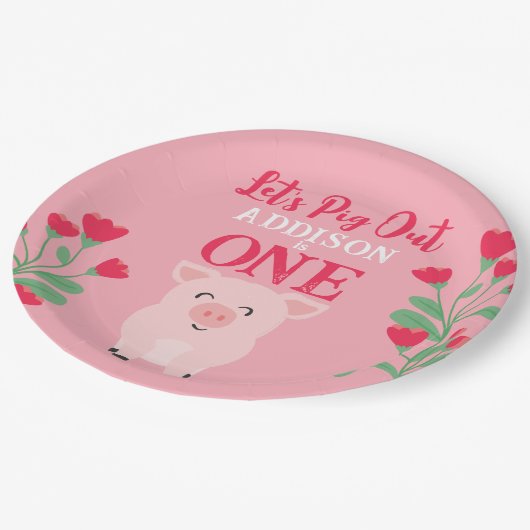 レッツウブアウトファームアニマルフローラガールズ誕生日 ペーパープレート (アングル)