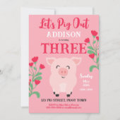 レッツウブアウトファームアニマルフローラガールズ誕生日 招待状 (正面)