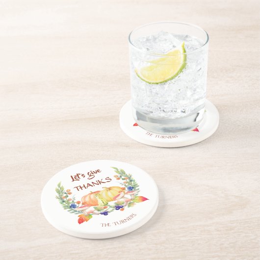 レッツェ与え感謝してい秋リースカボチャ コースター (側面)