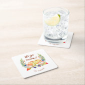 レッツェ与え感謝してい秋リースカボチャ スクエアペーパーコースター (インサイチュ)