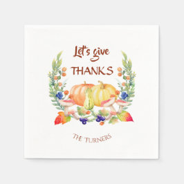 レッツェ与え感謝してい秋リースカボチャ スタンダードカクテルナプキン