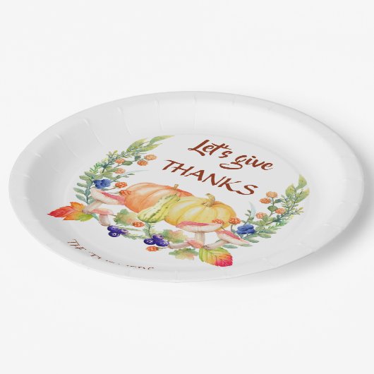 レッツェ与え感謝してい秋リースカボチャ ペーパープレート (アングル)