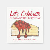 レッツェ祝さくらんぼチーズケークデザート誕生日 スタンダードカクテルナプキン (正面)