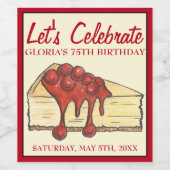 レッツェ祝さくらんぼチーズケークデザート誕生日 ワインラベル (シングルラベル)