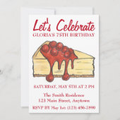 レッツェ祝さくらんぼチーズケークデザート誕生日 招待状 (正面)