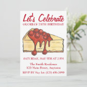 レッツェ祝さくらんぼチーズケークデザート誕生日 招待状 (スタンド正面)