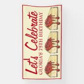 レッツェ祝さくらんぼチーズケークデザート誕生日 横断幕 (縦)